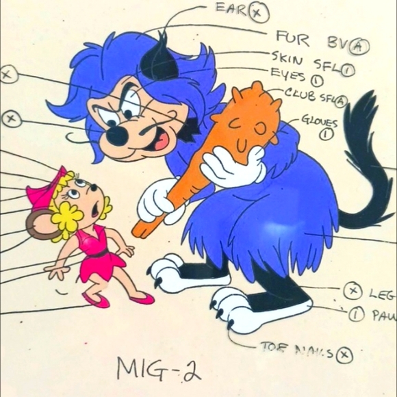 Mighty Mouse Animation CEL-Dual Side Art, 12.5"×17.75", Black Purple Multi. - Picture 4 of 7